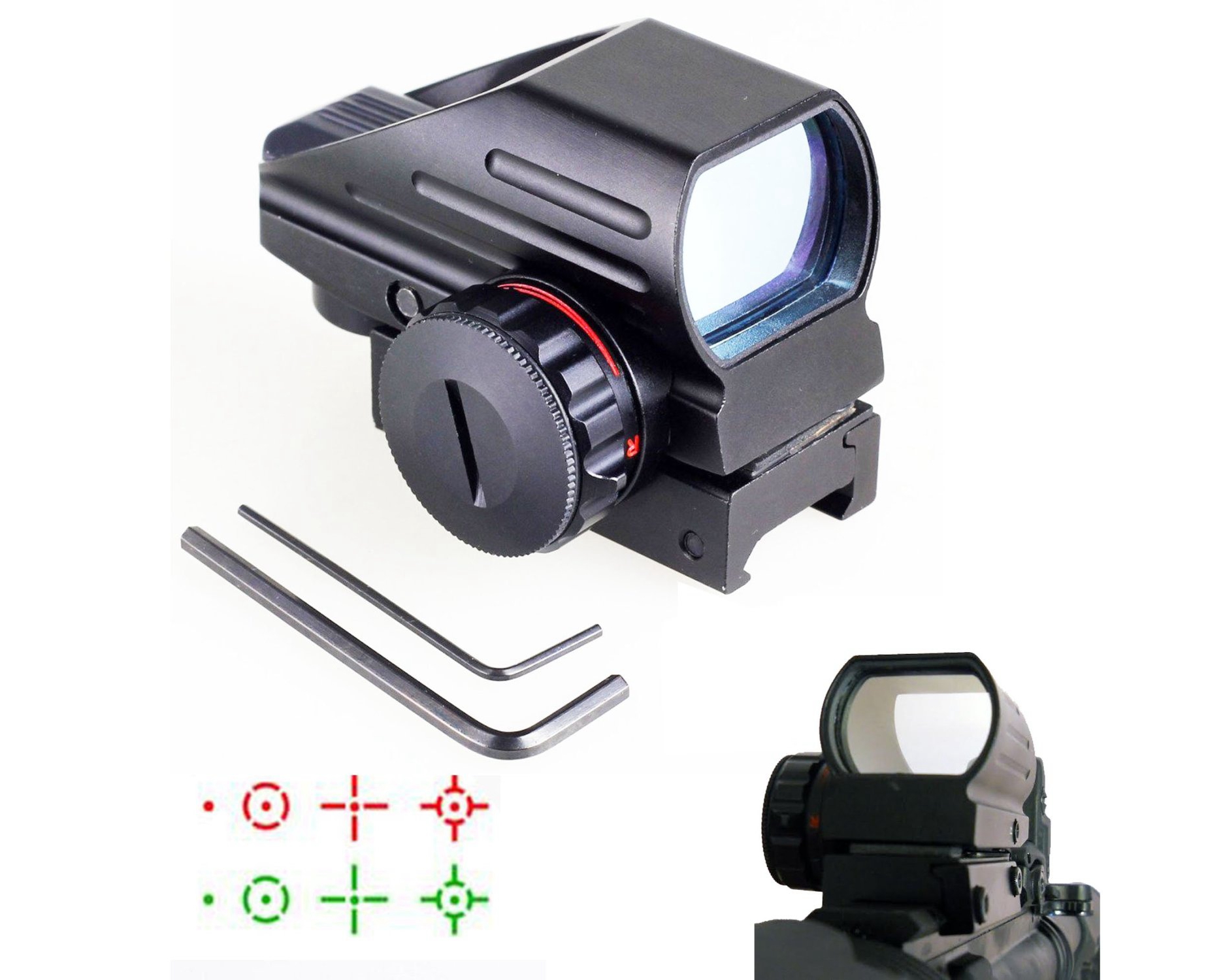 Holographic Red and Green Dot Sight Tactical Reflex 4 Reticles
